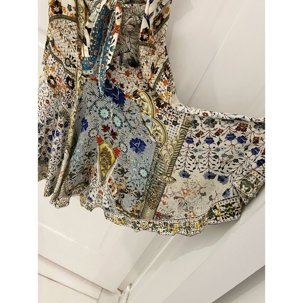 Camilla S SMALL Silk Tie Waist Butterfly Effect Embellished Sequin Dress Festiva - Picture 7 of 14